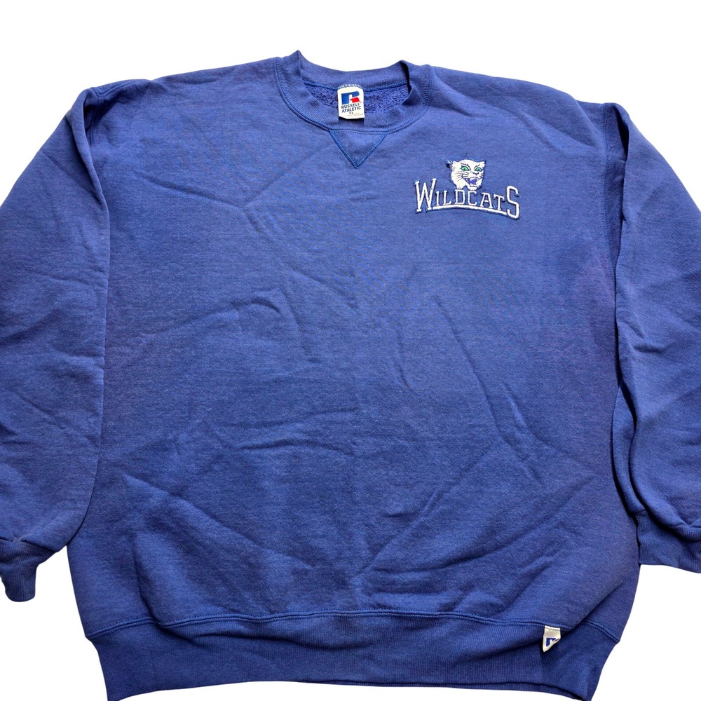 Vintage Russell Athletic Wildcats Crewneck Sweatshirt Blue XL Men's Made in‎ USA
